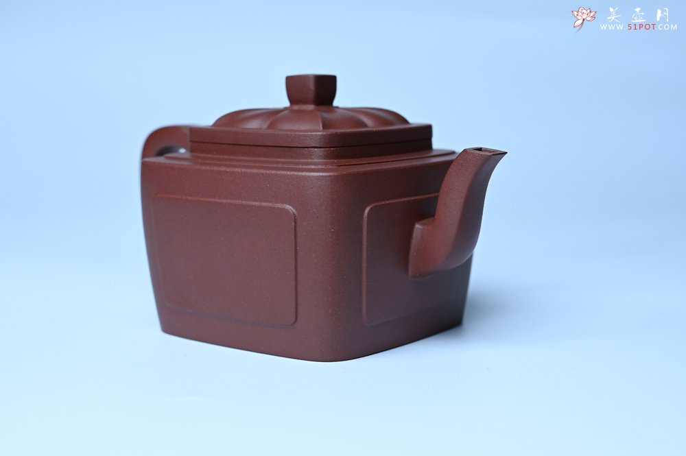 紫砂壶图片：美壶特惠 全手工优质紫红泥精致四方菱花壶 特文气 - 全手工紫砂壶网