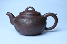 紫砂壶图片：特油润底曹青 全手工大蕴存心壶 卡盖难度相当大 明月松间照 清泉石上流 期待与亲结缘 - 全手工紫砂壶网