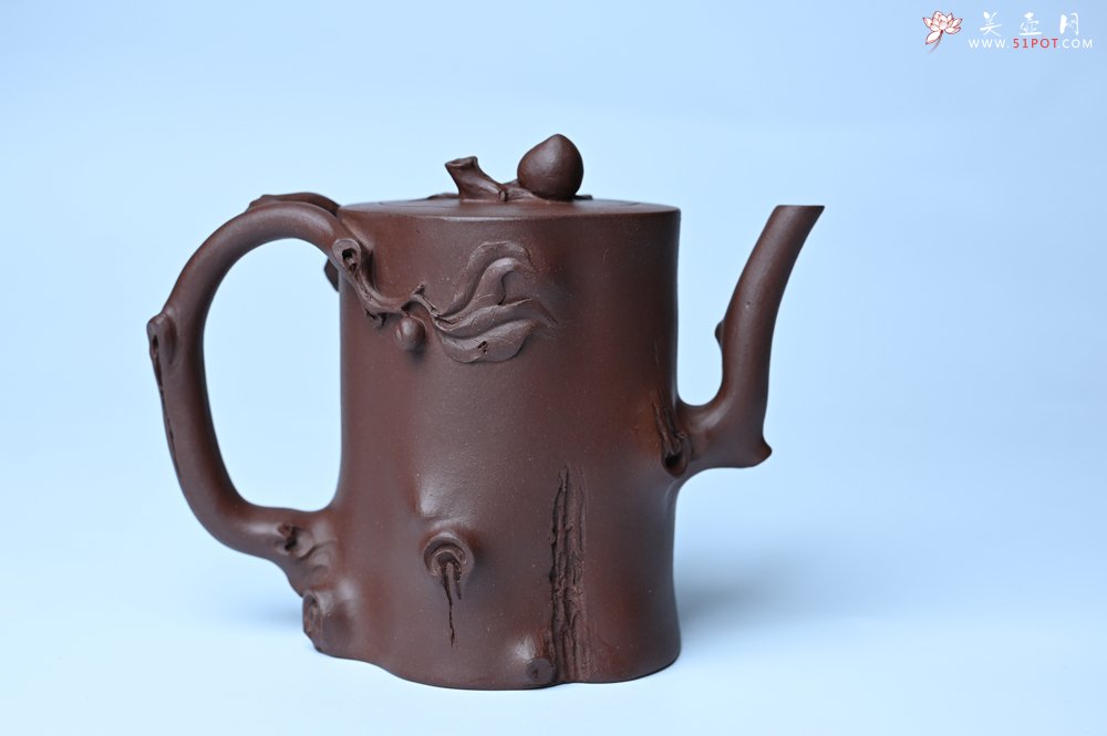 紫砂壶图片：潜力股赵老师 全手工秀雅桃桩 肌理自然生动 - 全手工紫砂壶网