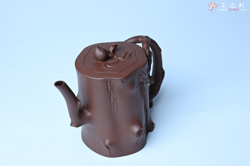 紫砂壶图片：潜力股赵老师 全手工秀雅桃桩 肌理自然生动 - 全手工紫砂壶网