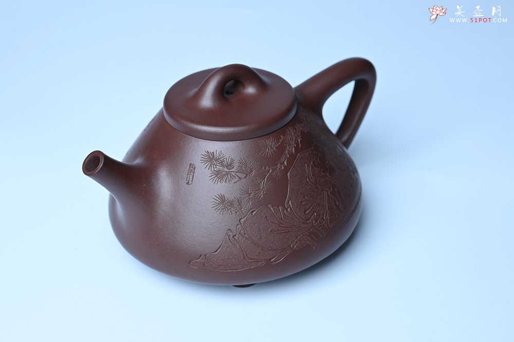 紫砂壶图片：潜力股周小培 特好全手工底槽清子冶石瓢 此是诗仙坡老作 与君同试雨前茶 - 全手工紫砂壶网
