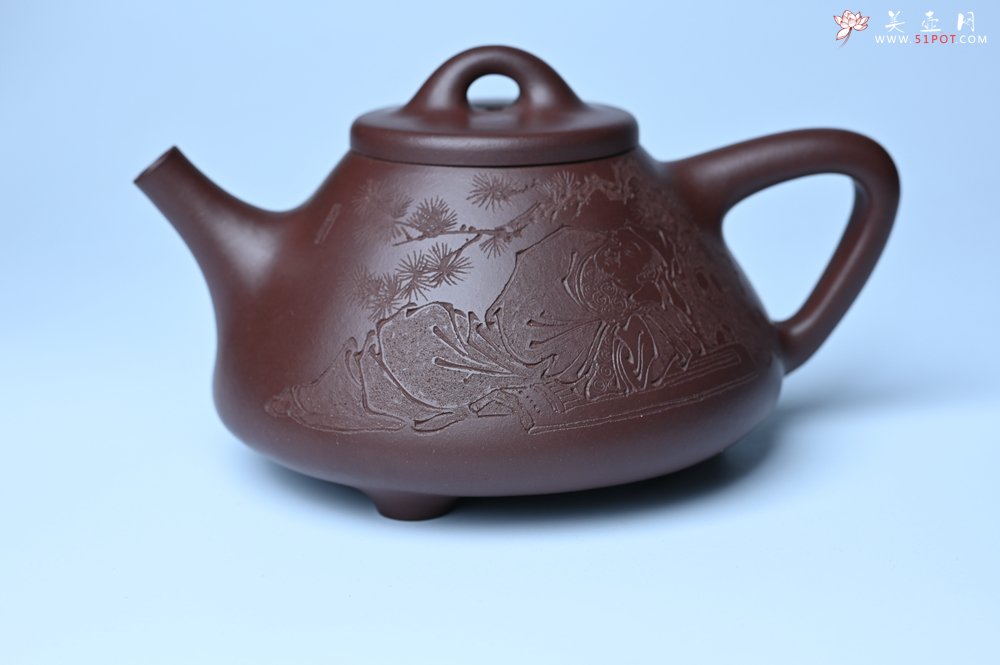 紫砂壶图片：潜力股周小培 特好全手工底槽清子冶石瓢 此是诗仙坡老作 与君同试雨前茶 - 全手工紫砂壶网