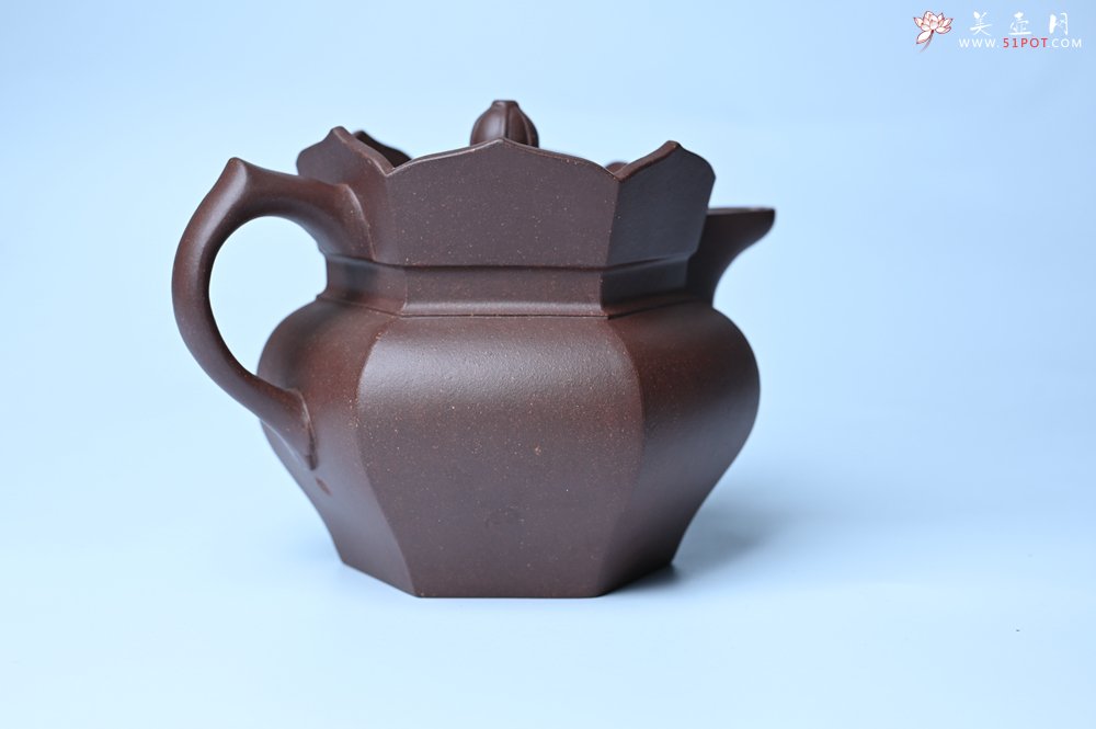 紫砂壶图片：摹古时大彬 优质调砂老紫泥全手工镶片僧帽壶 难度大 古韵悠悠 愈养迷人 - 全手工紫砂壶网