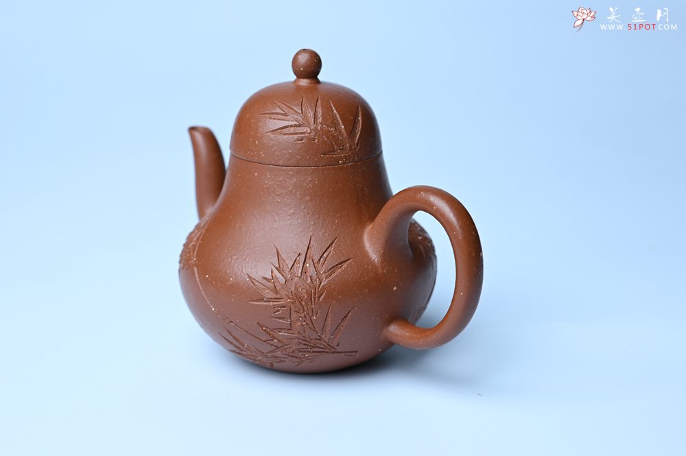 紫砂壶图片：美壶特惠 特好朱泥居不可无竹梨形壶 茶人醉爱 - 全手工紫砂壶网