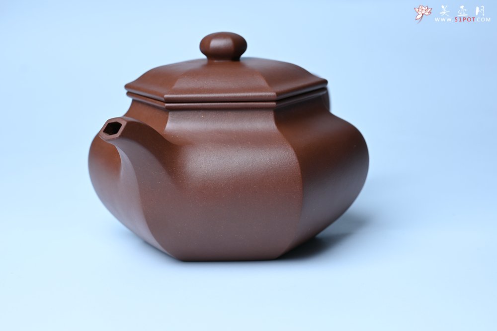 紫砂壶图片：实力派张海艳全手工精工六方仿古壶 气势磅礴 线面挺括平正 - 全手工紫砂壶网