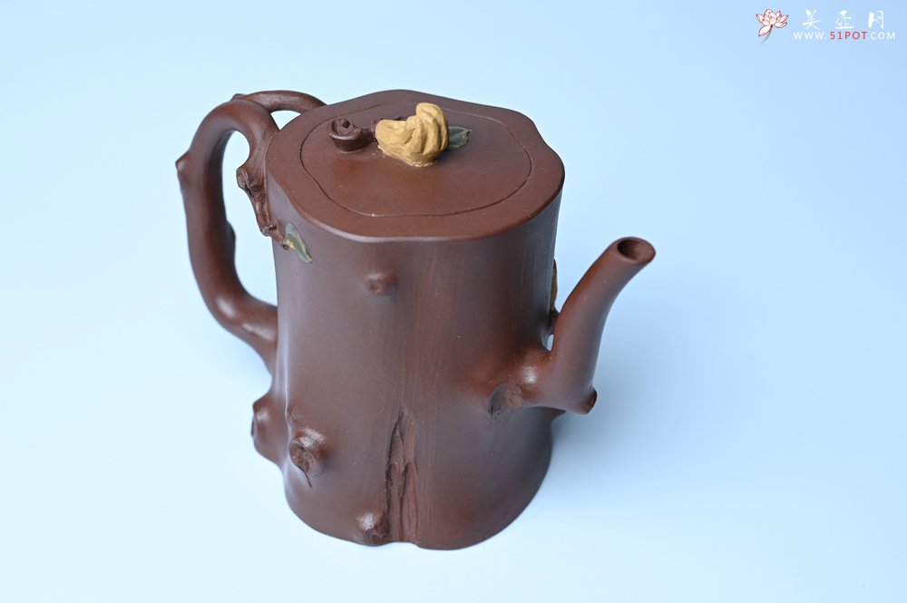 紫砂壶图片：潜力股赵老师 优质紫泥全手工佛手桩紫砂壶 三色帖叶生动 佛手灵动 - 全手工紫砂壶网