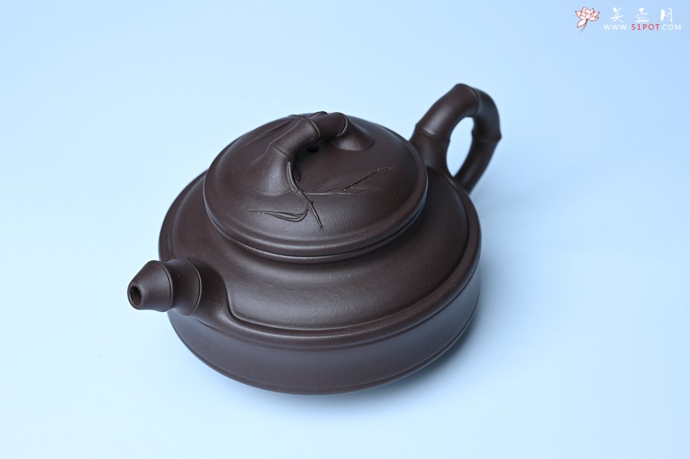 紫砂壶图片：美壶特惠 优质老紫泥双线竹鼓二式 养后特润 - 全手工紫砂壶网