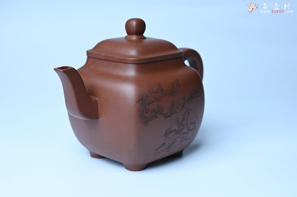 紫砂壶图片：实力派张海艳全手工油润底曹青重器鸣远四方 气势磅礴 用心之作 装饰人物特文气 - 全手工紫砂壶网