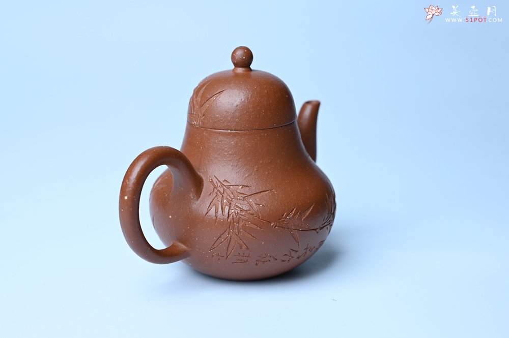 紫砂壶图片：美壶特惠 特好朱泥居不可无竹梨形壶 茶人醉爱 - 全手工紫砂壶网