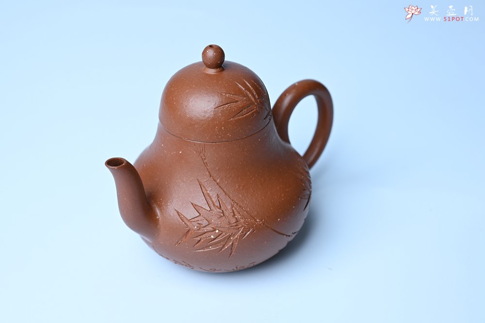 紫砂壶图片：美壶特惠 特好朱泥居不可无竹梨形壶 茶人醉爱 - 全手工紫砂壶网