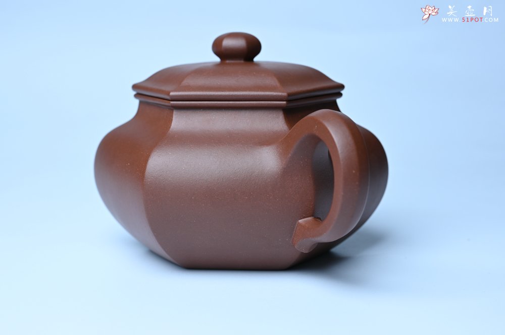 紫砂壶图片：实力派张海艳全手工精工六方仿古壶 气势磅礴 线面挺括平正 - 全手工紫砂壶网