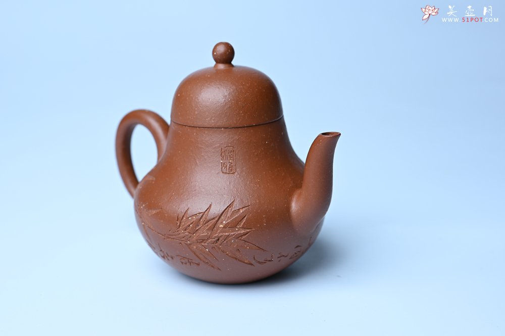 紫砂壶图片：美壶特惠 特好朱泥居不可无竹梨形壶 茶人醉爱 - 全手工紫砂壶网