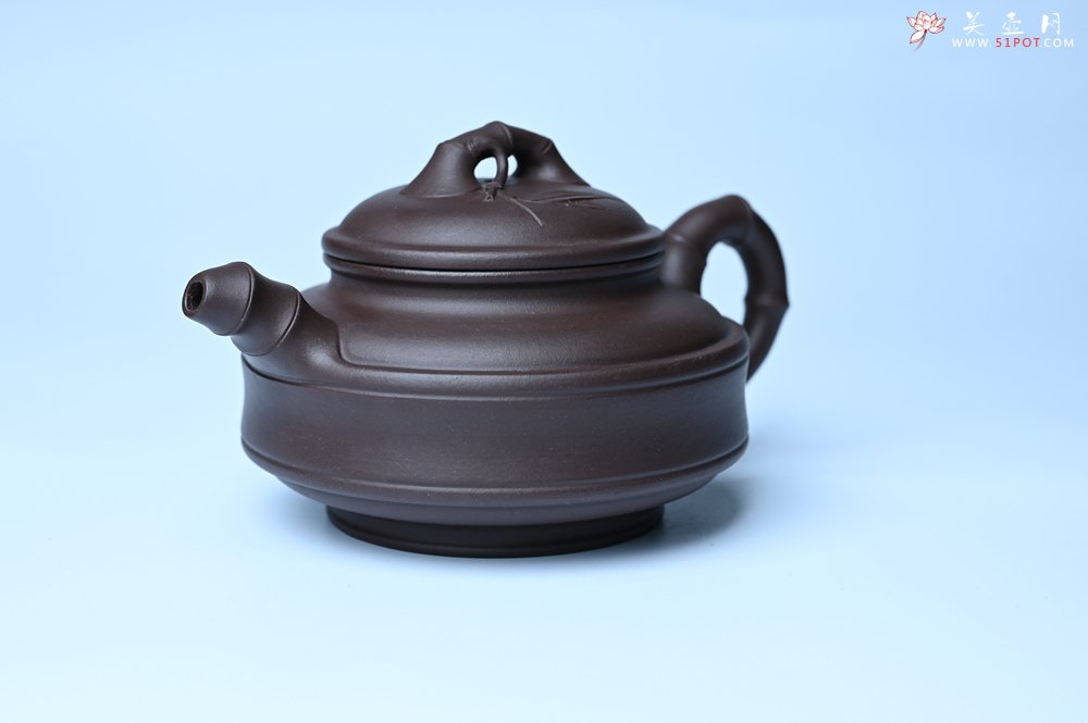 紫砂壶图片：美壶特惠 优质老紫泥双线竹鼓二式 养后特润 - 全手工紫砂壶网