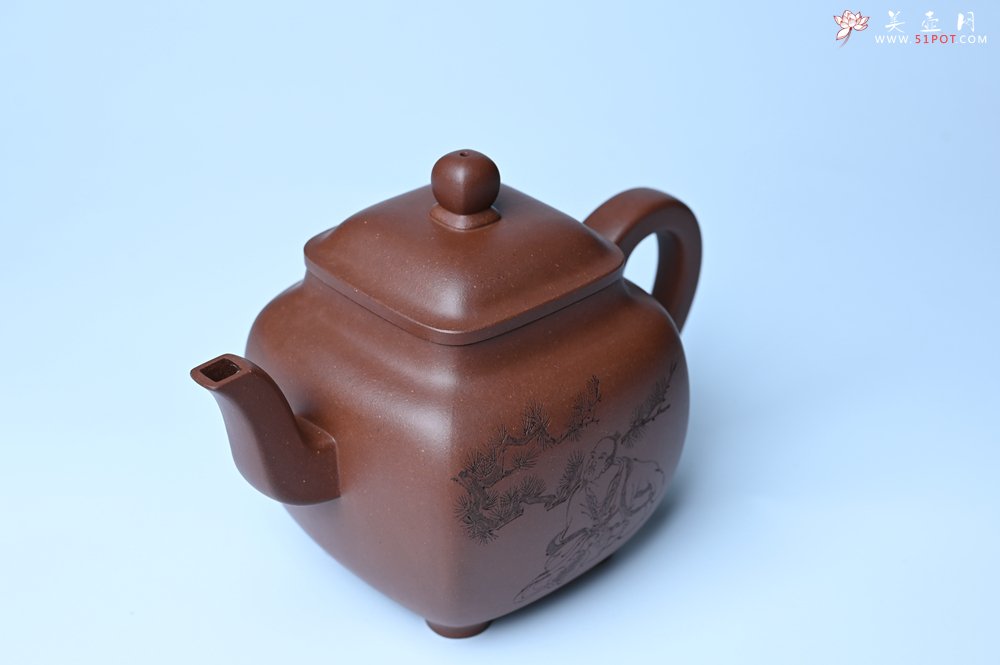 紫砂壶图片：实力派张海艳全手工油润底曹青重器鸣远四方 气势磅礴 用心之作 装饰人物特文气 - 全手工紫砂壶网