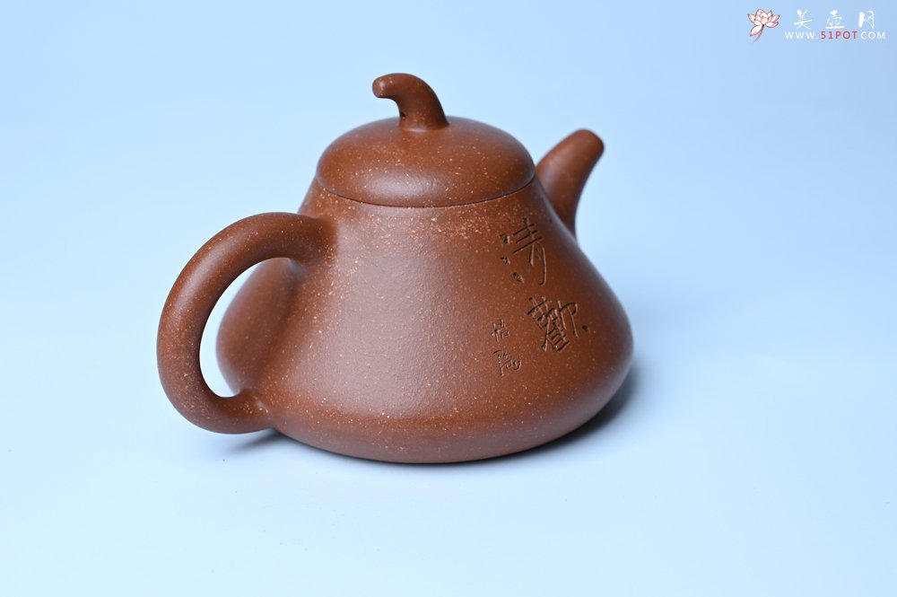 紫砂壶图片：美壶特惠 潜力股王老师 全手工拍打成型茄瓢壶 装饰枯枝鸟 特文气 - 全手工紫砂壶网