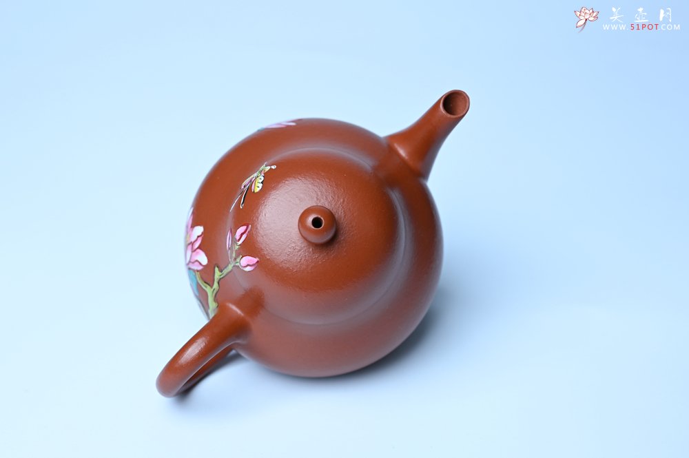 紫砂壶图片：美壶特惠 优质朱泥梨形壶 蝶恋花 茶人醉爱 - 全手工紫砂壶网