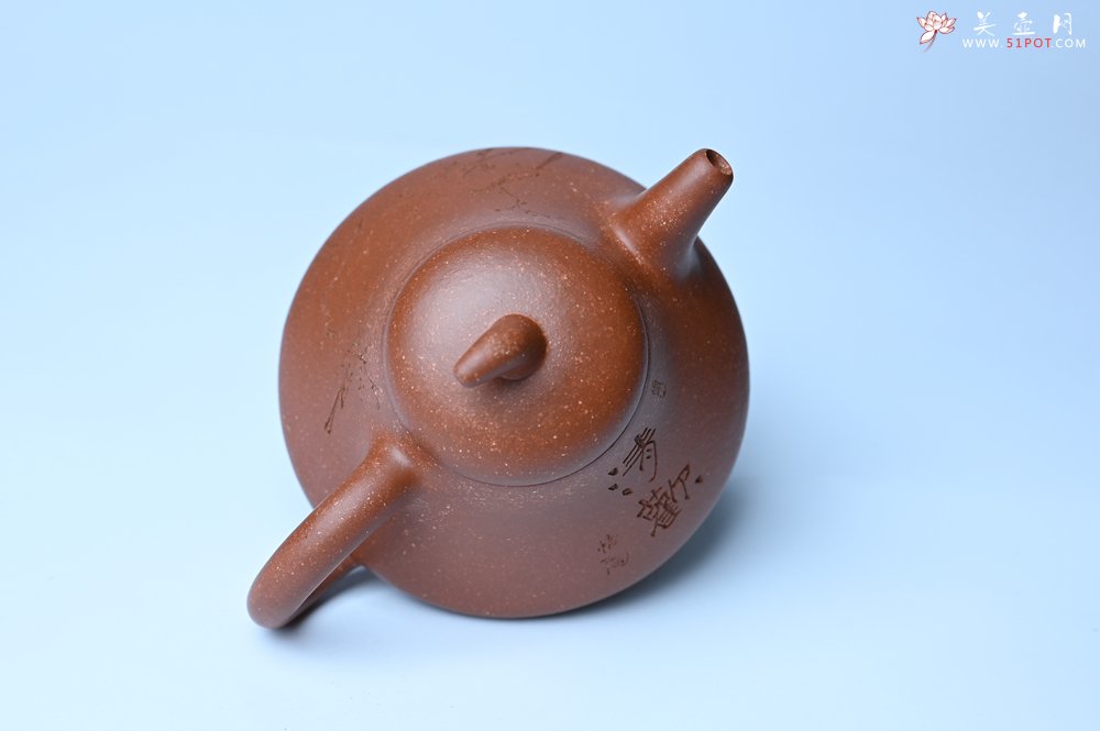 紫砂壶图片：美壶特惠 潜力股王老师 全手工拍打成型茄瓢壶 装饰枯枝鸟 特文气 - 全手工紫砂壶网