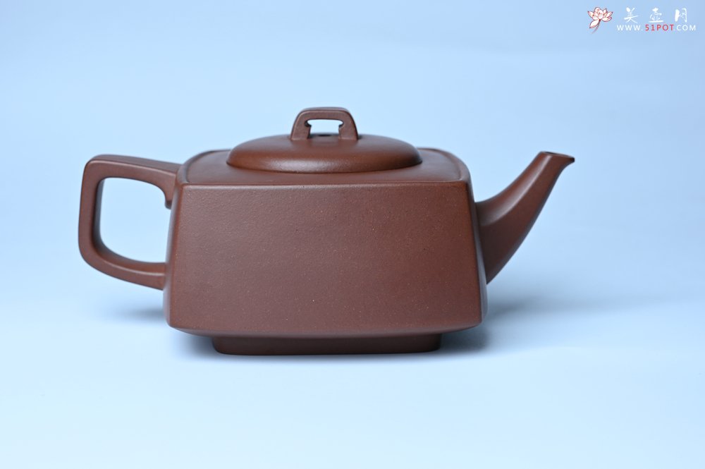 紫砂壶图片：实力派张海艳全手工精工砂四方壶 做工一流 - 全手工紫砂壶网