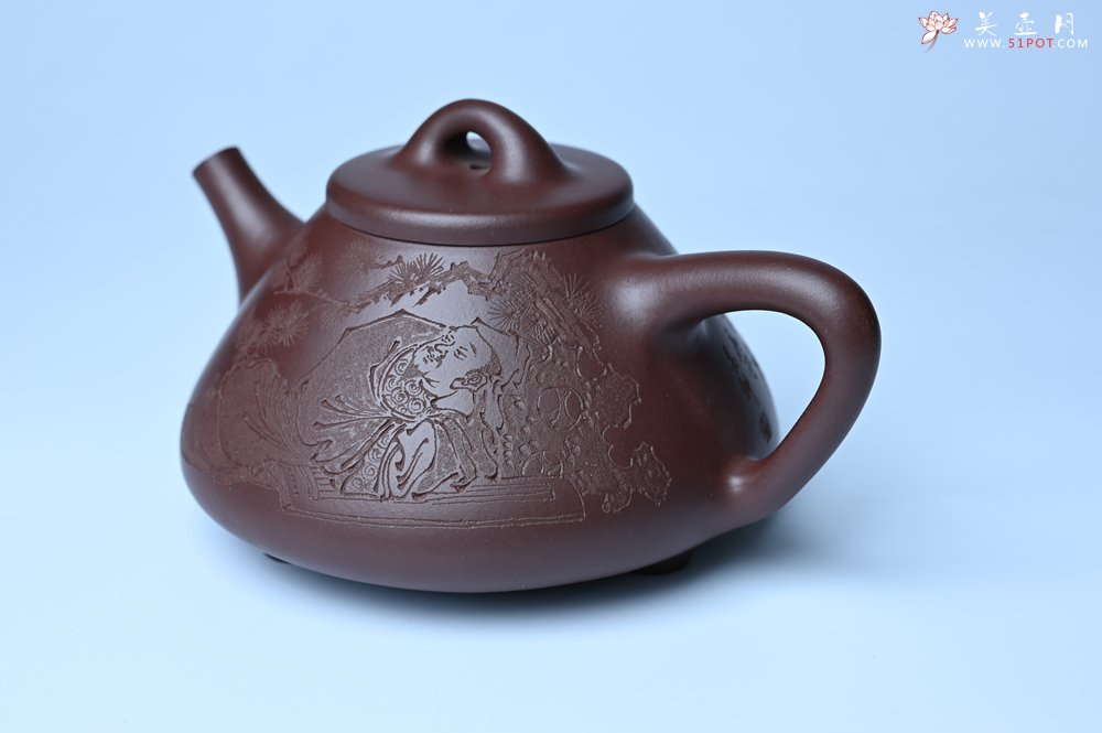 紫砂壶图片：潜力股周小培 特好全手工底槽清子冶石瓢 此是诗仙坡老作 与君同试雨前茶 - 全手工紫砂壶网