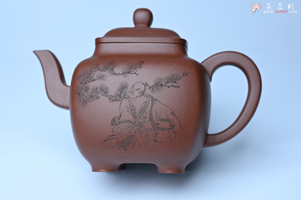 紫砂壶图片：实力派张海艳全手工油润底曹青重器鸣远四方 气势磅礴 用心之作 装饰人物特文气 - 全手工紫砂壶网