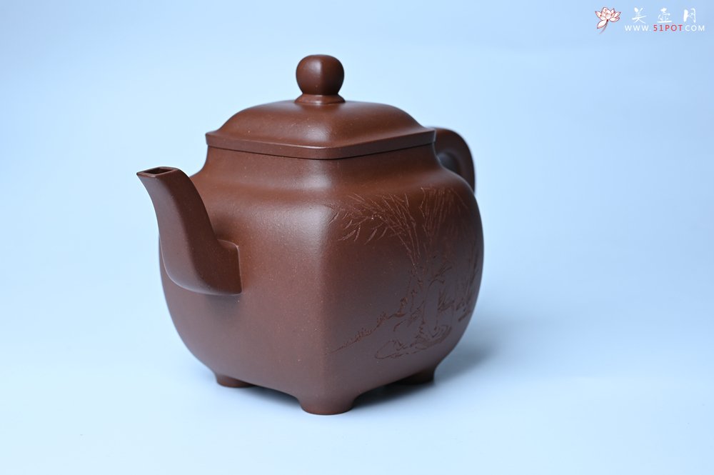 紫砂壶图片：实力派张海艳全手工油润底曹青重器鸣远四方 气势磅礴 用心之作 装饰人物特文气 - 全手工紫砂壶网
