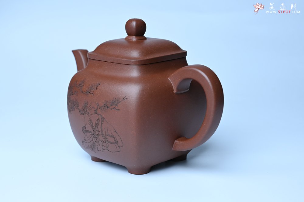 紫砂壶图片：实力派张海艳全手工油润底曹青重器鸣远四方 气势磅礴 用心之作 装饰人物特文气 - 全手工紫砂壶网