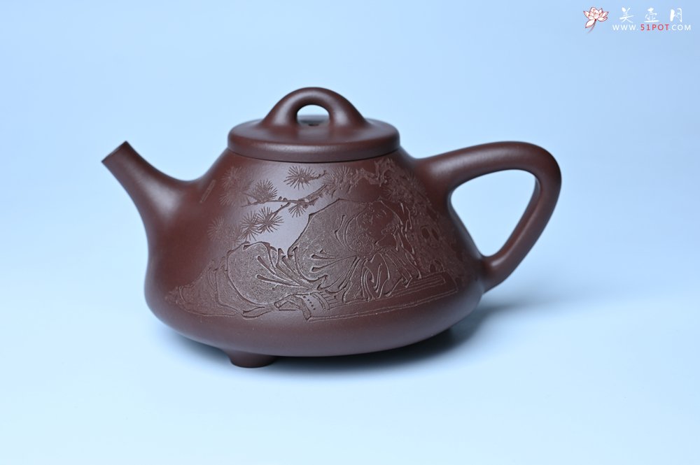 紫砂壶图片：潜力股周小培 特好全手工底槽清子冶石瓢 此是诗仙坡老作 与君同试雨前茶 - 全手工紫砂壶网