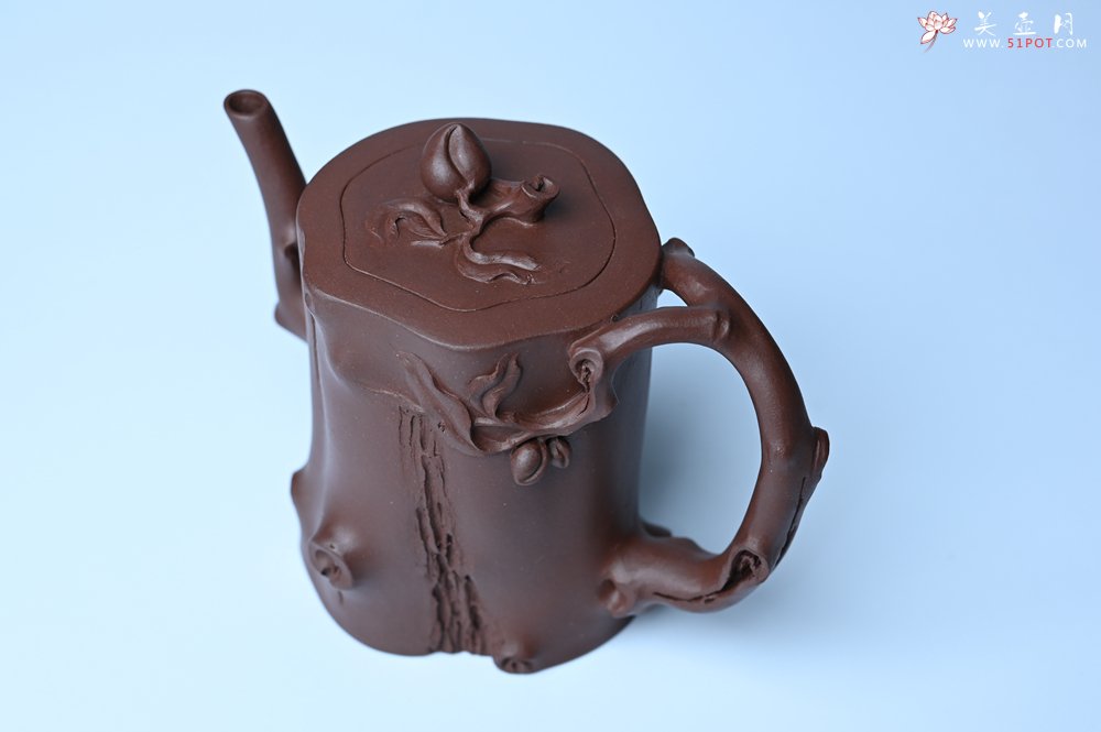 紫砂壶图片：潜力股赵老师 全手工秀雅桃桩 肌理自然生动 - 全手工紫砂壶网