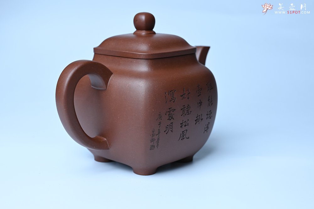 紫砂壶图片：实力派张海艳全手工油润底曹青重器鸣远四方 气势磅礴 用心之作 装饰人物特文气 - 全手工紫砂壶网