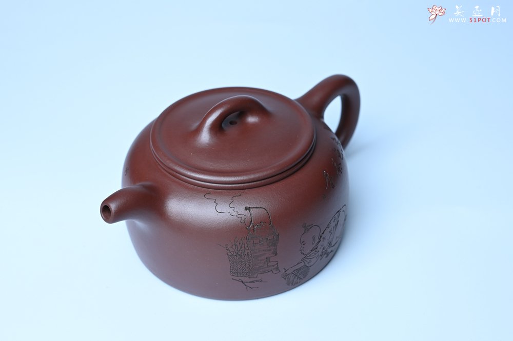 紫砂壶图片：潜力股周小培老师 4号井深井红皮龙 全手工过桥井栏壶 装饰人物特文气 - 全手工紫砂壶网