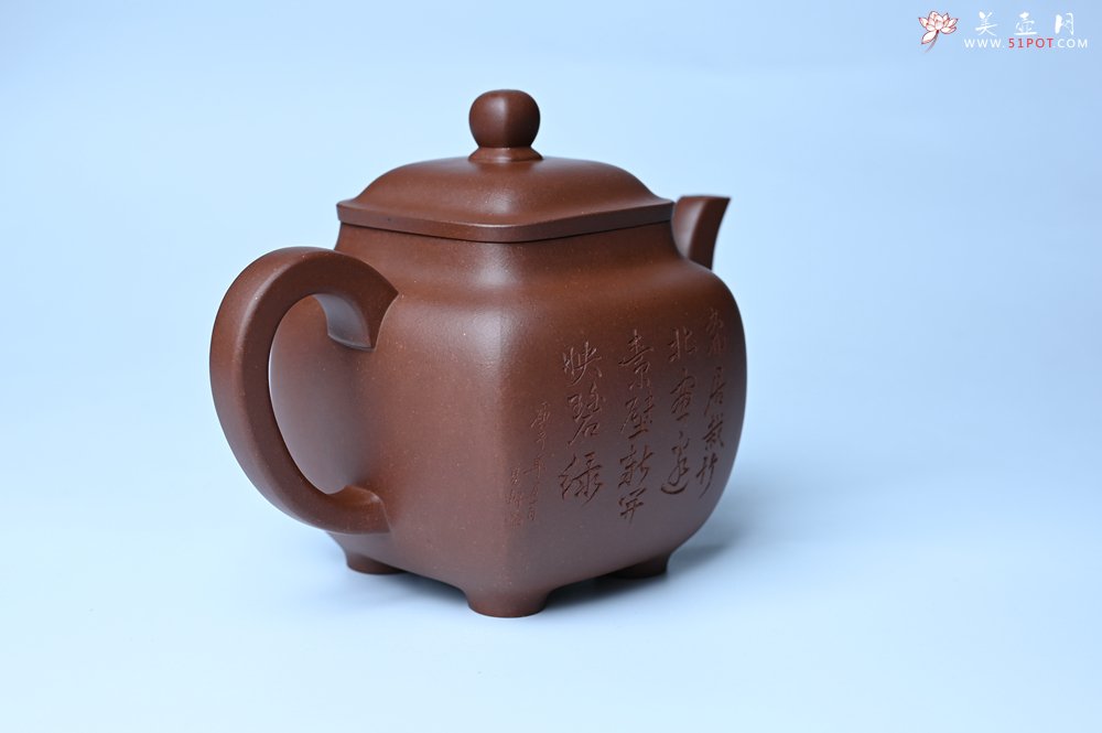 紫砂壶图片：实力派张海艳全手工油润底曹青重器鸣远四方 气势磅礴 用心之作 装饰人物特文气 - 全手工紫砂壶网