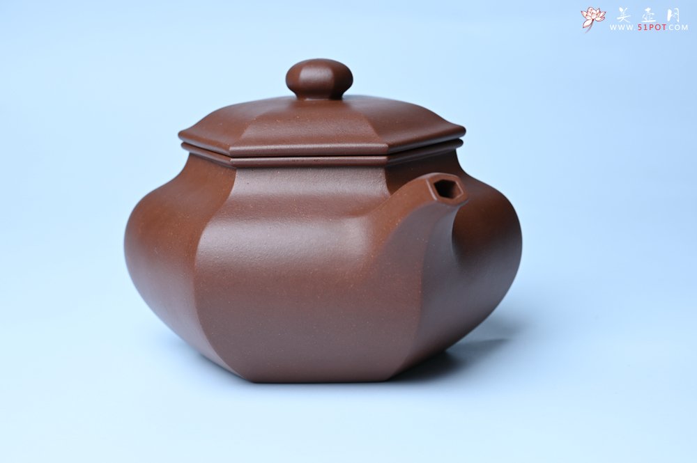 紫砂壶图片：实力派张海艳全手工精工六方仿古壶 气势磅礴 线面挺括平正 - 全手工紫砂壶网