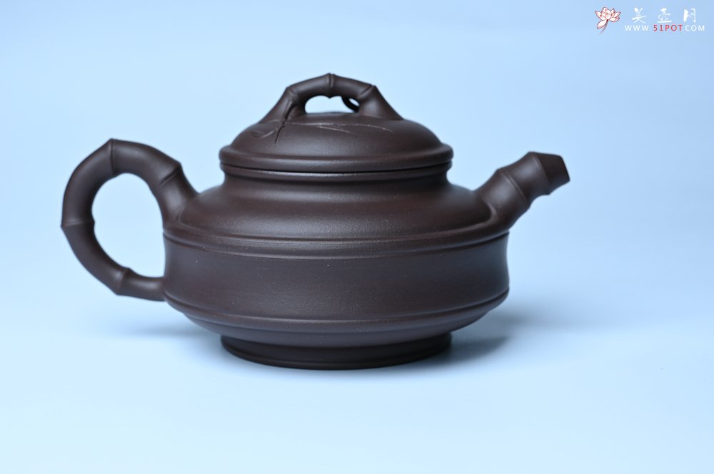 紫砂壶图片：美壶特惠 优质老紫泥双线竹鼓二式 养后特润 - 全手工紫砂壶网