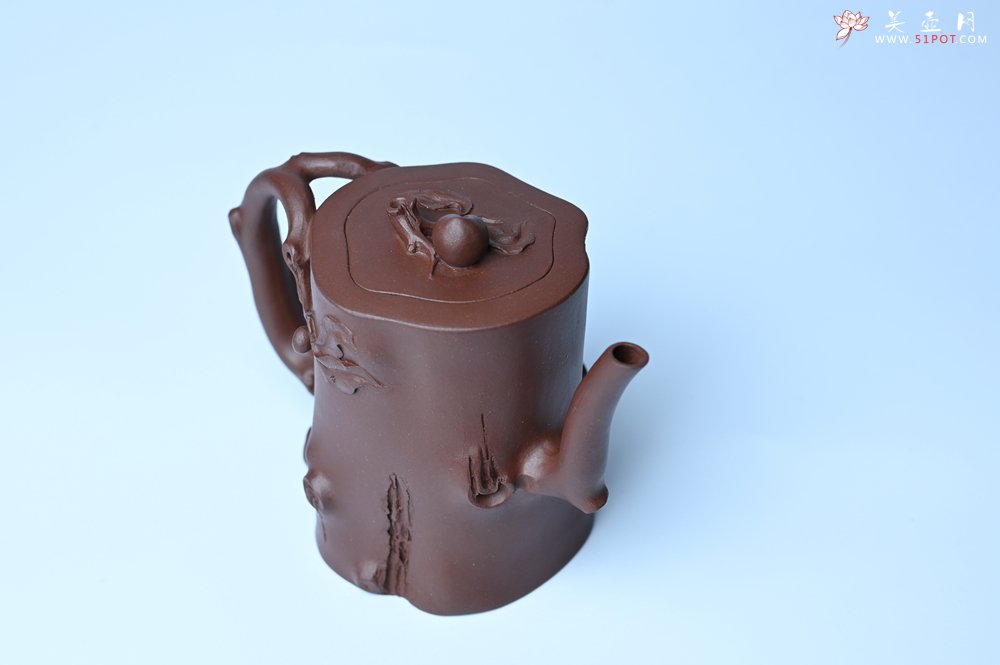 紫砂壶图片：潜力股赵老师 全手工秀雅桃桩 肌理自然生动 - 全手工紫砂壶网