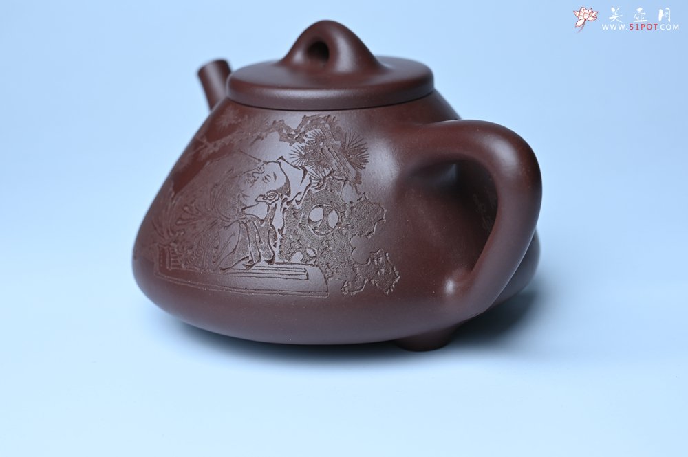 紫砂壶图片：潜力股周小培 特好全手工底槽清子冶石瓢 此是诗仙坡老作 与君同试雨前茶 - 全手工紫砂壶网