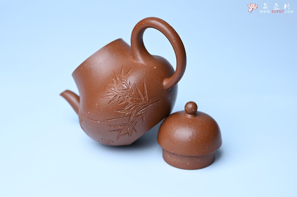 紫砂壶图片：美壶特惠 特好朱泥居不可无竹梨形壶 茶人醉爱 - 全手工紫砂壶网