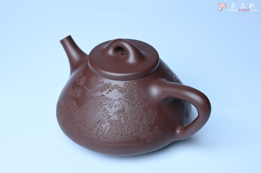 紫砂壶图片：潜力股周小培 特好全手工底槽清子冶石瓢 此是诗仙坡老作 与君同试雨前茶 - 全手工紫砂壶网
