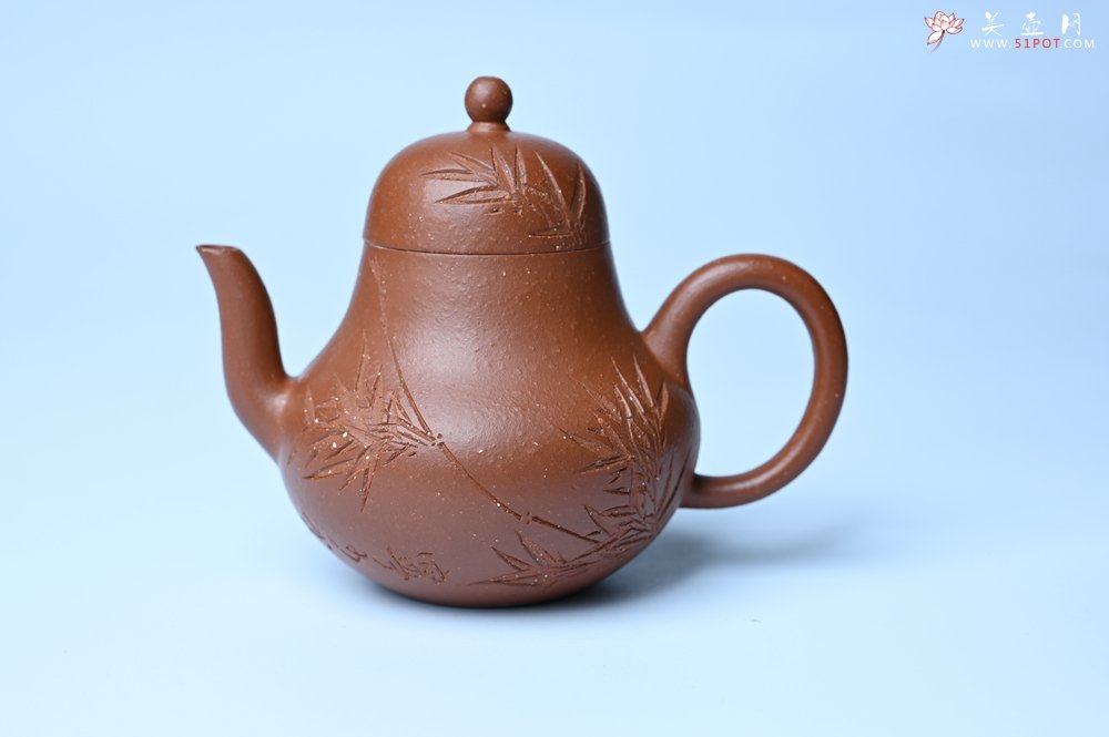 紫砂壶图片：美壶特惠 特好朱泥居不可无竹梨形壶 茶人醉爱 - 全手工紫砂壶网