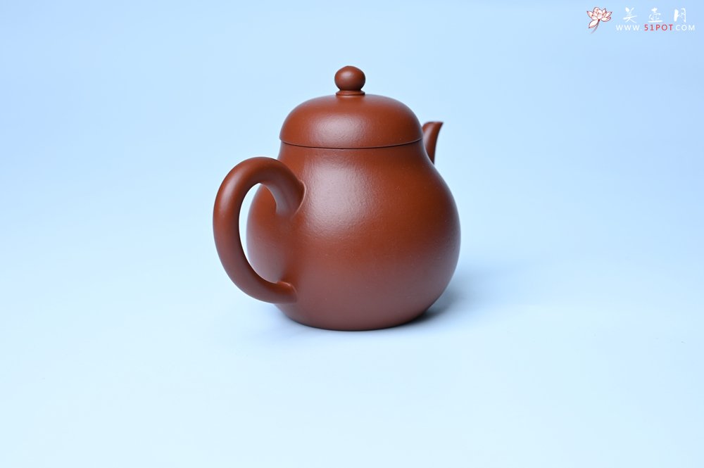 紫砂壶图片：美壶特惠 油润大红袍朱泥 手中无梨式 何以言茗事 小品高梨形 - 全手工紫砂壶网