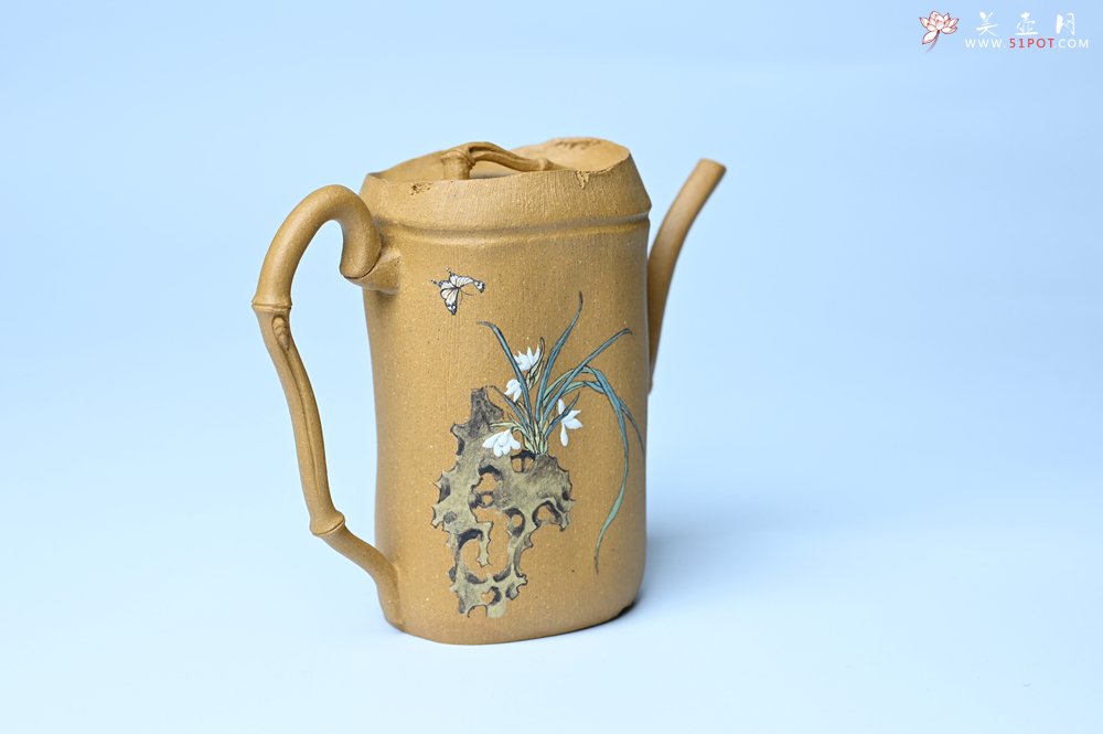 紫砂壶图片：美壶特惠 黄金段泥全手工君竹壶 茶人醉爱 - 全手工紫砂壶网