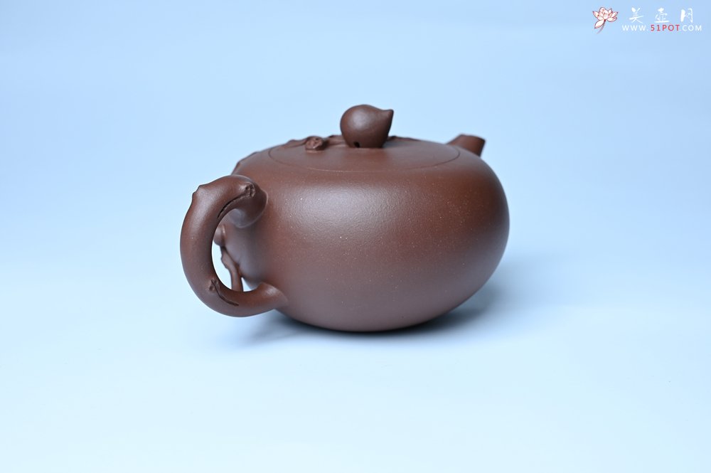 紫砂壶图片：美壶特惠 1993年国工杨军保精致特好紫泥蟠桃壶 - 全手工紫砂壶网