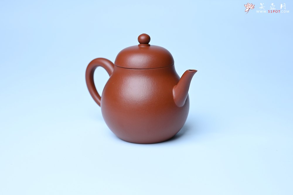 紫砂壶图片：美壶特惠 油润大红袍朱泥 手中无梨式 何以言茗事 小品高梨形 - 全手工紫砂壶网