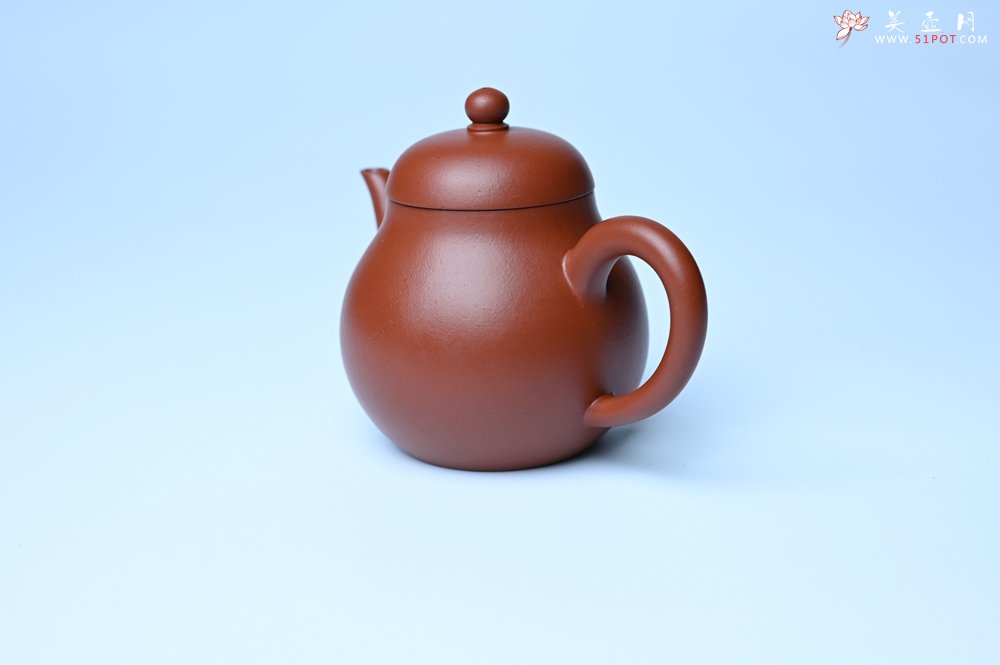 紫砂壶图片：美壶特惠 油润大红袍朱泥 手中无梨式 何以言茗事 小品高梨形 - 全手工紫砂壶网
