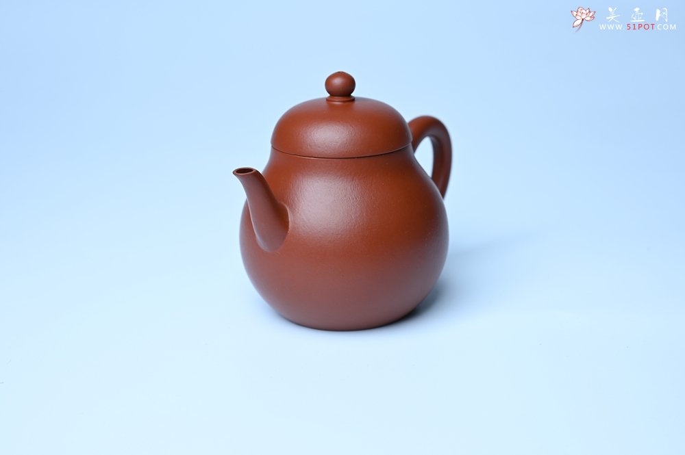 紫砂壶图片：美壶特惠 油润大红袍朱泥 手中无梨式 何以言茗事 小品高梨形 - 全手工紫砂壶网