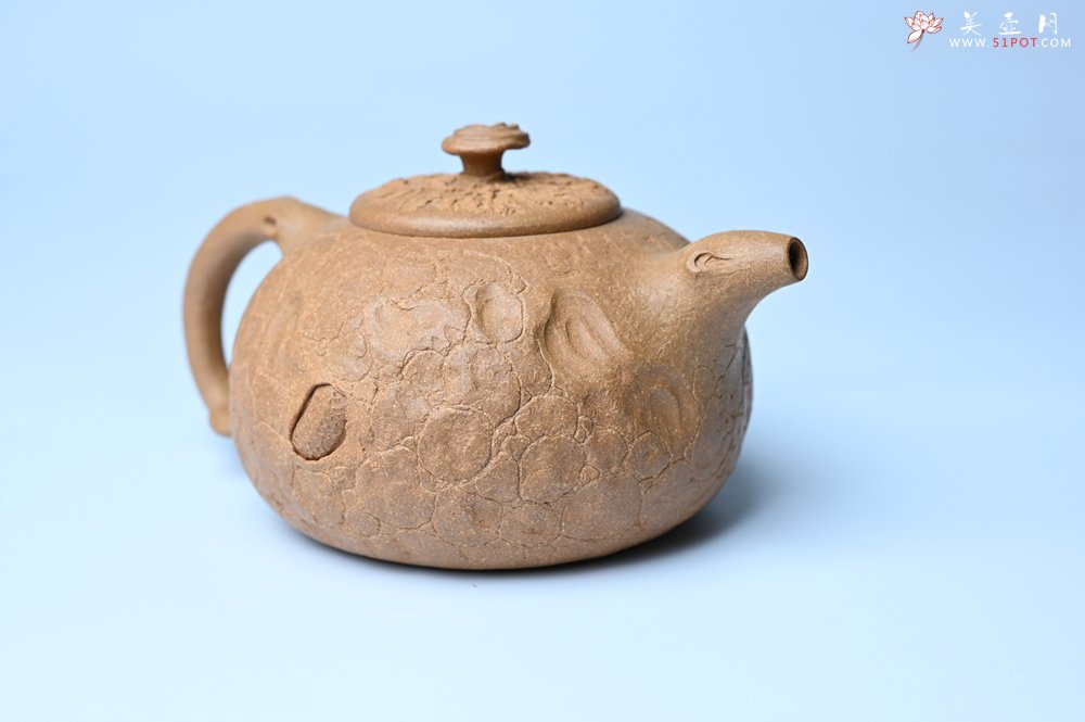 紫砂壶图片：潜力股赵老师实力演绎全手工老黄段泥灵芝游龙供春壶 游龙传福 不失为一把好壶 - 全手工紫砂壶网