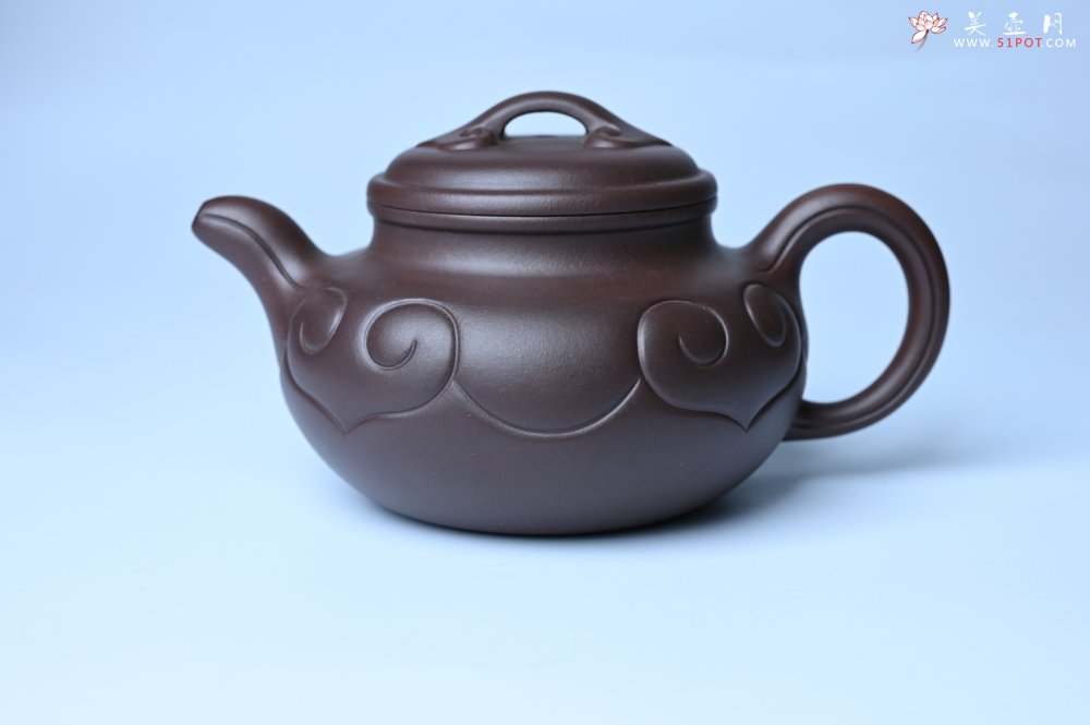 紫砂壶图片：美壶特惠 精致特好老紫泥仿古如意壶 茶人醉爱 - 全手工紫砂壶网