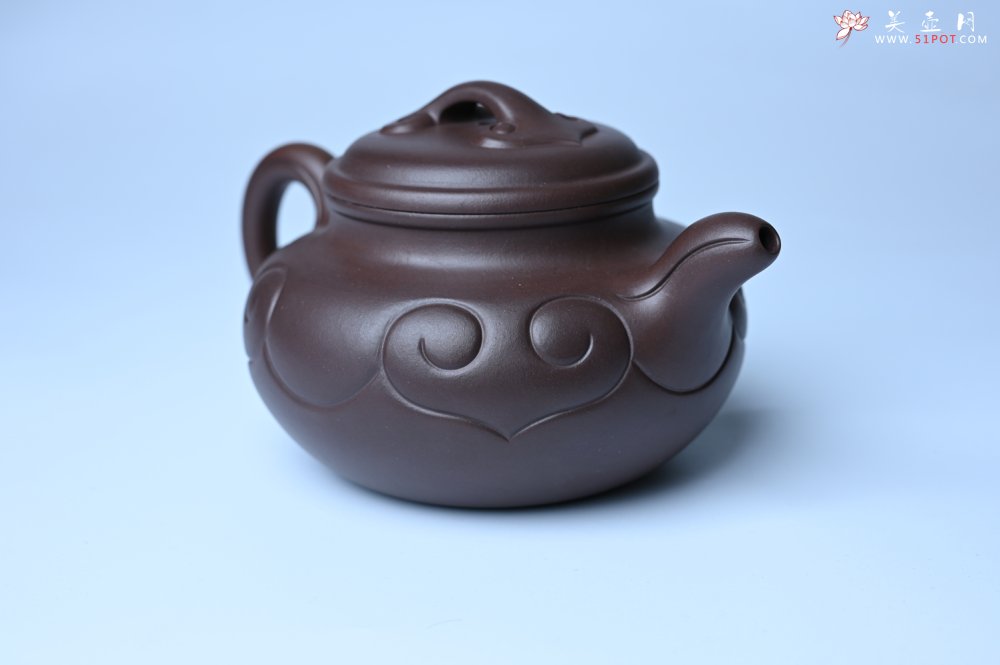 紫砂壶图片：美壶特惠 精致特好老紫泥仿古如意壶 茶人醉爱 - 全手工紫砂壶网