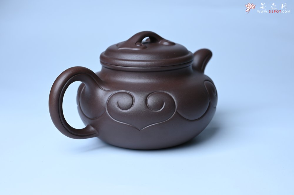 紫砂壶图片：美壶特惠 精致特好老紫泥仿古如意壶 茶人醉爱 - 全手工紫砂壶网