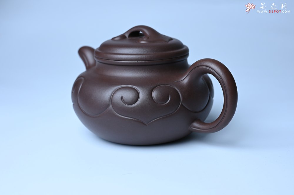 紫砂壶图片：美壶特惠 精致特好老紫泥仿古如意壶 茶人醉爱 - 全手工紫砂壶网