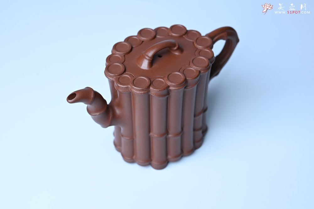 紫砂壶图片：实力派工艺师周斌精工底槽清十六竹壶 - 全手工紫砂壶网